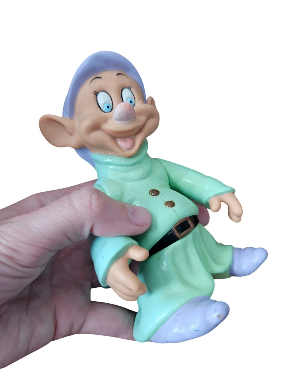 Vintage Dopey Vinyl Figure Snow White Magical Color Change Kiss Cheek 7 Dwarfs